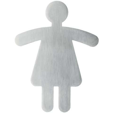 Pittogramma adesivo DURABLE 90 x 120 mm acciaio inossidabile spazzolato argento metallizzato WC donne - 495023
